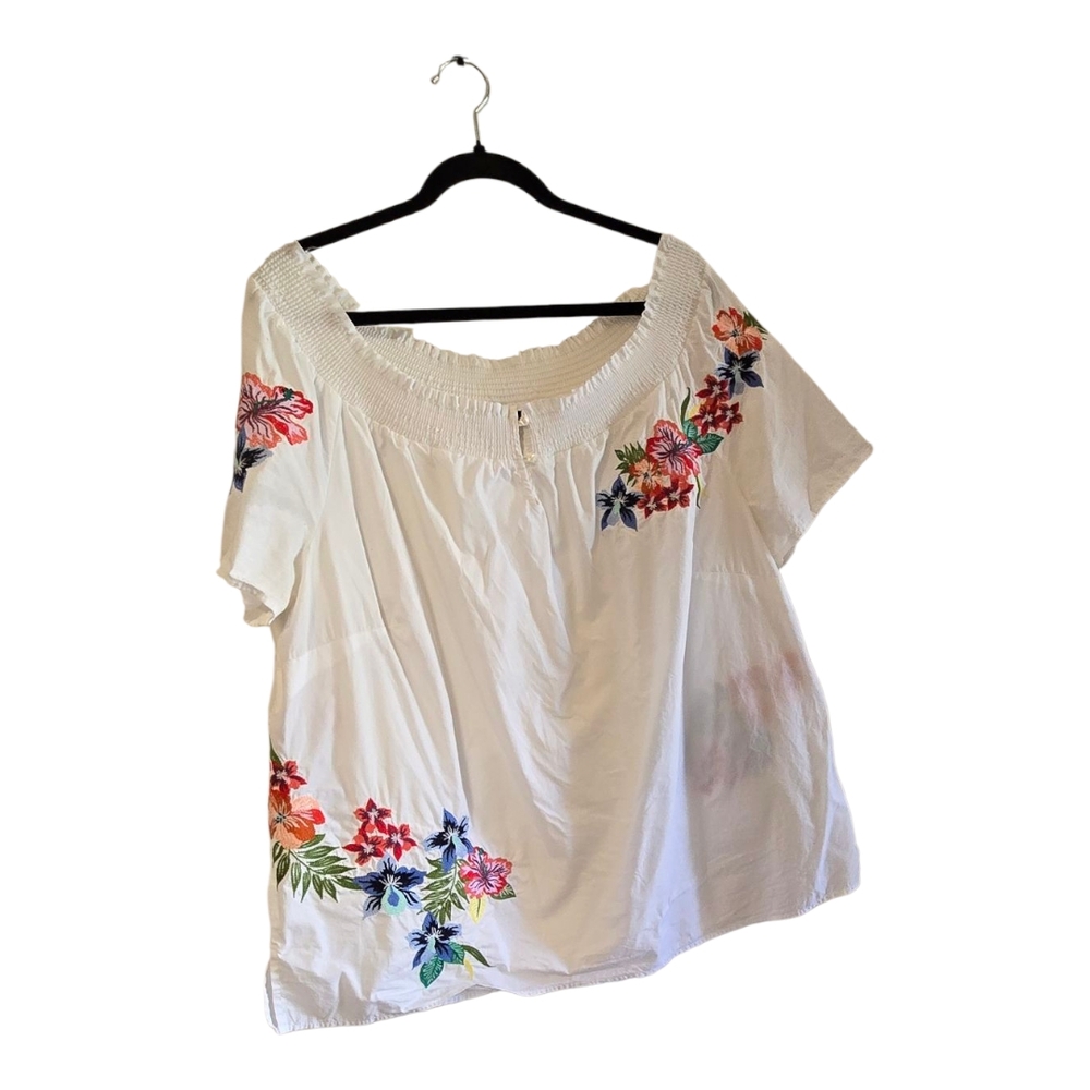 Talbots White Embellished Short Sleeve Blouse - Picture 5 of 5